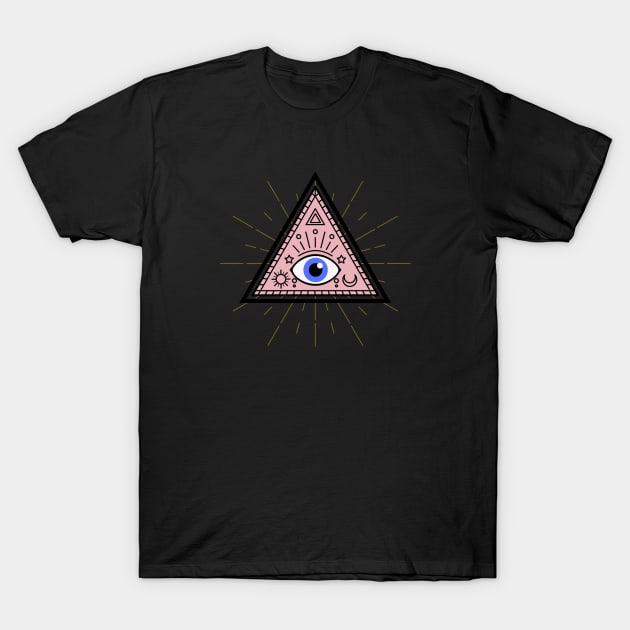 All Seeing eye - Pink with Blue eye T-Shirt by Just In Tee Shirts